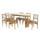 Ver imagem 2 de Conjunto Sala de Jantar Mila Premium Madeira Maciça C/ Tampo Madeirado C/ Vidro 180x90cm e 6