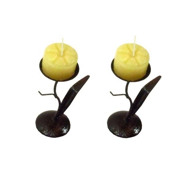 Par Castiçal Folha Fina P Decoração Candelabro Porta Vela - 4