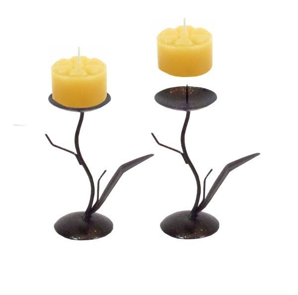 Par Castiçal Folha Fina P Decoração Candelabro Porta Vela - 3