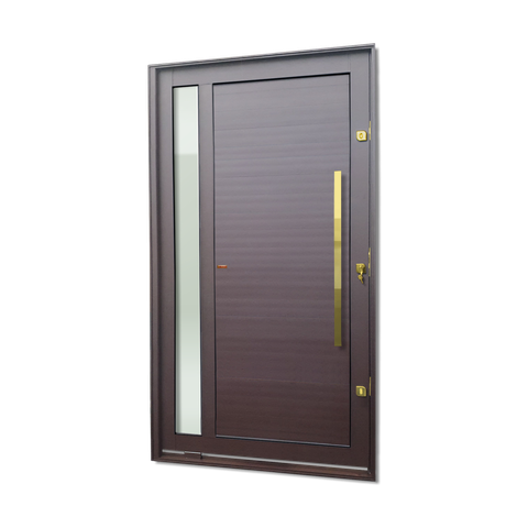 Porta Pivot.Alumínio Lamb.Visione c/Pux.D.Elite Marrom Gold 240x120 Brimak