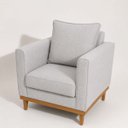 Ver imagem 4 de Poltrona Benny 01 Lugar em Linho com Base de Madeira para Sala, Quarto e Escritório Cinza Claro