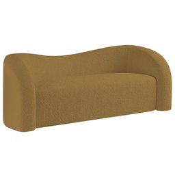 Sofá Curvo 3 Lugares Orgânico Sala Recepção Coréia 200cm Bouclé Caramelo - 1