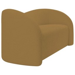 Sofá Curvo 3 Lugares Orgânico Sala Recepção Coréia 200cm Bouclé Caramelo - 4