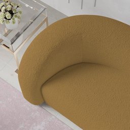 Sofá Curvo 3 Lugares Orgânico Sala Recepção Coréia 200cm Bouclé Caramelo - 5