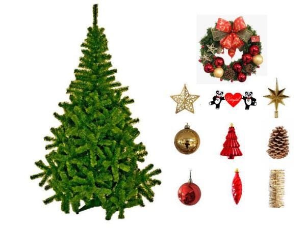 Kit Decoração Vermelho com Dourado para Árvore de Natal 150cm - 01