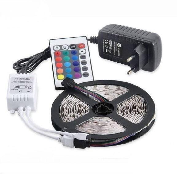Fita LED Rgb Colorida com Controle Rolo 5 Metros Completa - 1