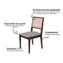 Ver imagem 3 de Cadeira de Jantar Estofada Suellen em Madeira e Mdf Castanho Linho Cinza