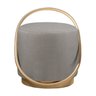 Puff Redondo Lunar em Linho e Base Metal Dourado Agarb Decor:linho Cinza - 1