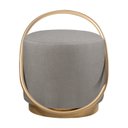 Ver imagem 1 de Puff Redondo Lunar em Linho e Base Metal Dourado Agarb Decor:linho Cinza