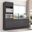 Ver imagem 3 de Armário de Cozinha Compacta 212cm com Rodapé Veneza Multimóveis V2113 Preto