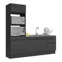 Ver imagem 1 de Armário de Cozinha Compacta 212cm com Rodapé Veneza Multimóveis V2113 Preto