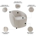 Ver imagem 3 de Sofá 3 Lugares Living 180cm e 1 Poltrona Giratória Garbin K04 Veludo Bege - Mpozenato