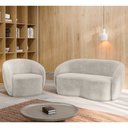 Ver imagem 2 de Sofá 3 Lugares Living 180cm e 1 Poltrona Giratória Garbin K04 Veludo Bege - Mpozenato