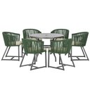 Ver imagem 1 de Mesa com 6 Cadeiras de Jantar Roma 120cm e Noronha em Alumínio Preto Corda Náutica Estofado 7 Trama