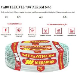 Fio Cabinho Flexível Megatron 2,5 Mm Rolo Com 100M Verde - 2