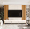 Ver imagem 1 de Rack Monaco com Painel Sierra para TV até 75 Polegadas 3 Gavetas Ripado MDF/MDP Pés em Madeira