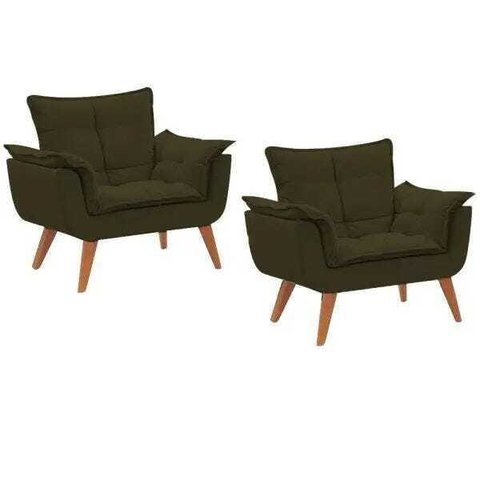 Kit 2 Poltronas Decorativas Opala Suede