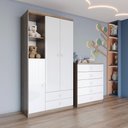 Ver mais imagens de Guarda Roupa 3 Portas e Comoda 5 Gavetas Bala de Menta Rustico Branco Henn