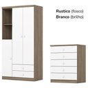 Ver imagem 5 de Guarda Roupa 3 Portas e Comoda 5 Gavetas Bala de Menta Rustico Branco Henn