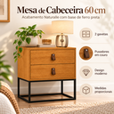 Ver imagem 3 de Kit Duas Mesas de Cabeceira Unic 60 Mesa Base Metal Preta:Naturalle/Preto