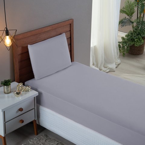 Kit Jogo de Cama Lençol Solteiro 300 Fios Algodão Toque Macio 2 Peças:cinza