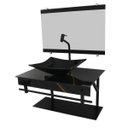 Ver imagem 1 de Gabinete De Vidro 60Cm Cuba Quadrada - Mármore Preto Dourado