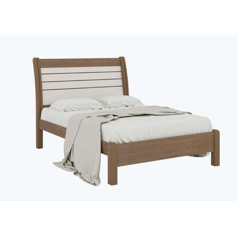 Cama Casal Esmeralda 100%MDF Queen Castanho/Off - D Doro