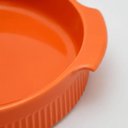 Ver imagem 3 de Kit 2 Formas Redonda 21cm Porcelana Canelada Laranja Travessa Forno Germer
