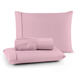 Roupa de Cama Lençol Casal 200 Fios Algodão 3 Peças em Ponto Palito Anti-pilling com Toque Suave Pre