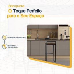 Banqueta Quadrada Preta para Balcão Ilha Cozinha Gourmet Bancada Piscina Bares Àrea de Lazer - 3