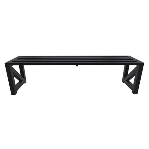 Banco Ripado Área Externa Tubo Alumínio Preto 160x40x40cm