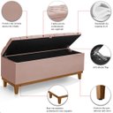Ver imagem 6 de Recamier Baú Dubai Veludo Rosa Casal 1,30m Estofado Base Madeira