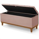 Ver imagem 2 de Recamier Baú Dubai Veludo Rosa Casal 1,30m Estofado Base Madeira