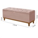 Ver imagem 7 de Recamier Baú Dubai Veludo Rosa Casal 1,30m Estofado Base Madeira