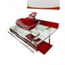 Gabinete completo vidro+cuba oval vermelho+válvula+sifão - 3