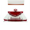 Gabinete completo vidro+cuba oval vermelho+válvula+sifão - 2