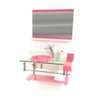 Gabinete de vidro rosa completo +valvula+sifão - 2