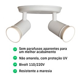 Spot Sobrepor Direcionável Articulado 2 Gu10 Mr16 Dicroica Cor:branco - 4