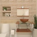 Ver imagem 1 de Gabinete Vidro 60Cm Iq Inox Com Cuba Redonda - Dourado Real