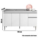 Ver imagem 2 de Balcão de Pia Tatiane 145 Cm e Armário Aéreo Andréia 4 Portas 150 Cm Branco Brilho - Ajl