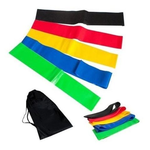 Kit 5 Faixas Miniband Elásticas 5 Resistências Treino Casa