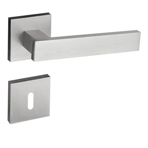 Fechadura Interna Retro Roseta Quadrada Cromo Acetinado Pado