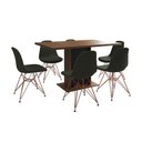 Ver imagem 6 de Mesa Jantar Londres Retangular Amêndoa 137x90 Base Preta 6 Cadeiras Estofadas Verde Base Cobre