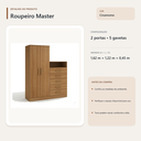 Ver imagem 5 de Guarda Roupa Master 2 Portas 5 Gavetas com Nicho Cinamomo Formimóveis