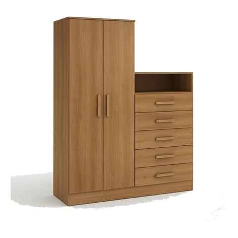 Guarda Roupa Master 2 Portas 5 Gavetas com Nicho Cinamomo Formimóveis