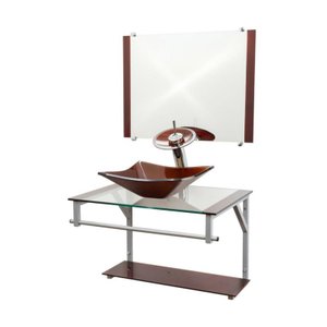 Gabinete de Vidro 60cm para Banheiro Cuba Retangular Marrom - DaHora