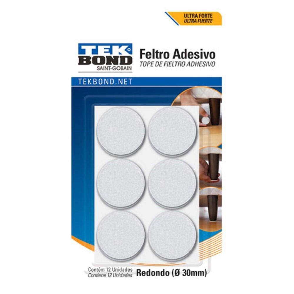 Feltro Adesivo Redondo 30mm Branco Tek Bond - 1