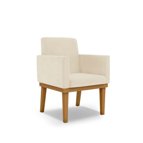 Poltrona com Base Reforçada Decoração Base Marrom Suede Bege