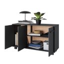 Ver imagem 3 de Balcão Aparador 90x53,5cm com 3 Portas e Rodízios Preto BSE05