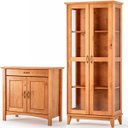 Ver imagem 1 de Cristaleira 2 Portas de Vidro Slim e Buffet Aparador 93 Cm 100% Madeira Bella Carvalho Fosco